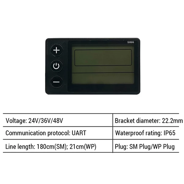 Elektromos kerékpár 24V/36V/48V vízálló csatlakozós LCD kijelző