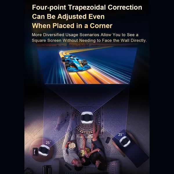 Hordozható T-2 projektor, 1080P házimozi Android 9.0 videoprojektor