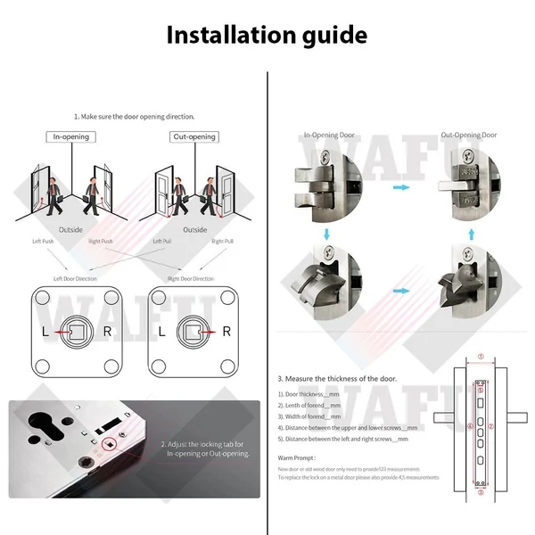 Wafu Smart Lock 120°-os széles látószögű kamerával és intelligens csengő kulcs nélküli bejárati ajtózár fogantyúval