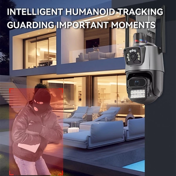 QS-JQ909AH-B 2MP+2MP vezeték nélküli monitoros kamera, kétlencsés falra szerelhető intelligens WiFi kamera