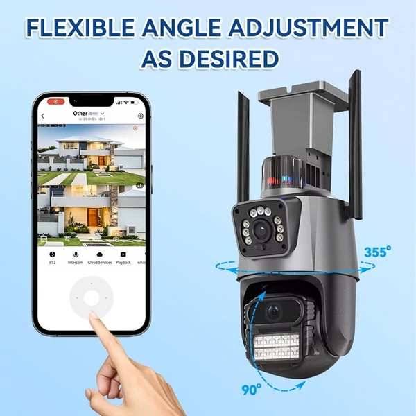 QS-JQ909AH-B 2MP+2MP vezeték nélküli monitoros kamera, kétlencsés falra szerelhető intelligens WiFi kamera