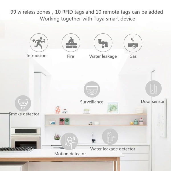 2G/WiFi TY vezeték nélküli otthoni riasztórendszer, 2,4 hüvelykes TFT színes érintőképernyős riasztópanel távirányító