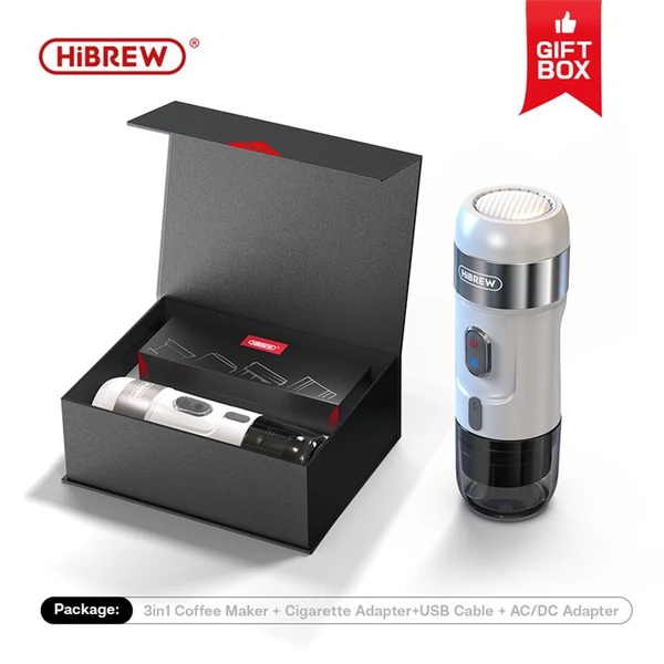 HiBREW H4A 80W-os hordozható autós kávéfőző - Fehér