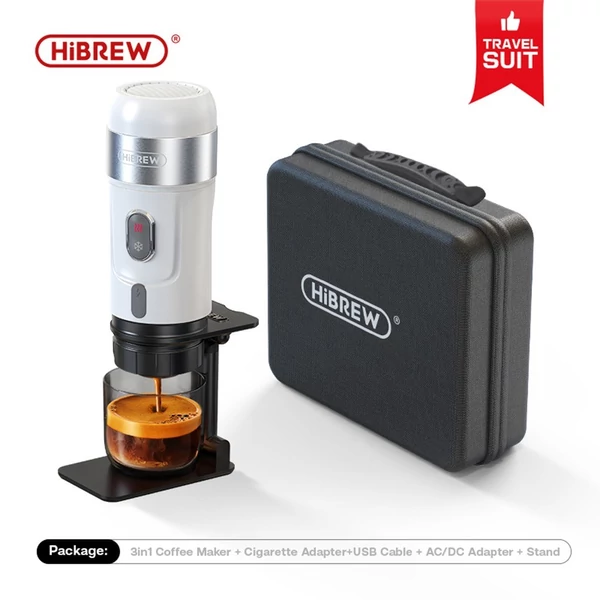 HiBREW H4A 80W-os hordozható autós kávéfőző - Fehér