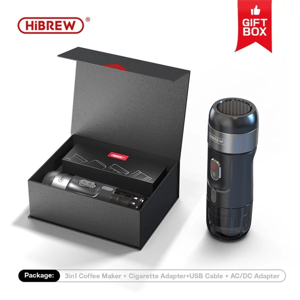 HiBREW H4A 80W-os hordozható autós kávéfőző - Fekete