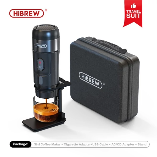 HiBREW H4A 80W-os hordozható autós kávéfőző - Fekete