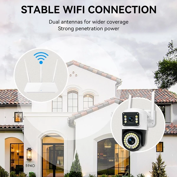 QS-JQ928AH 2MP+2MP vezeték nélküli monitoros kamera, kétlencsés falra szerelhető intelligens WiFi kamera