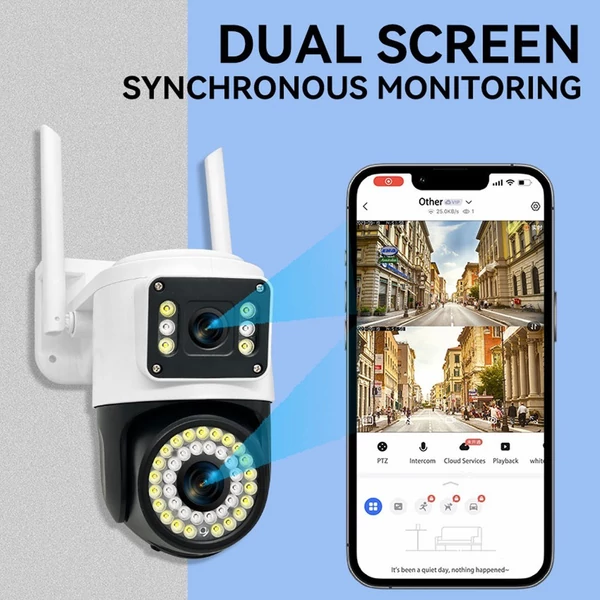 QS-JQ928AH 2MP+2MP vezeték nélküli monitoros kamera, kétlencsés falra szerelhető intelligens WiFi kamera