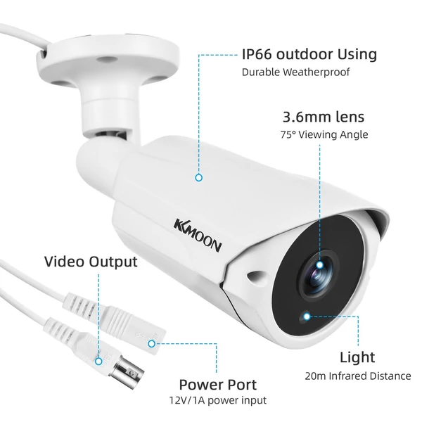 KKMOON 1080P CCTV kamera, vezetékes biztonsági kamera, beltéri monitor kamera - NTSC