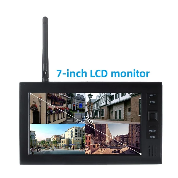 602D11 vezeték nélküli biztonsági kamerás DVR rendszer 720P kamerával és 7 hüvelykes LCD monitorral