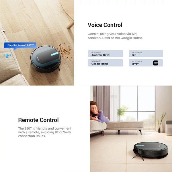 Proscenic 850T robotporszívó, 3 az 1-ben robotporszívó és felmosó, APP/Alexa/ otthoni vezérlés