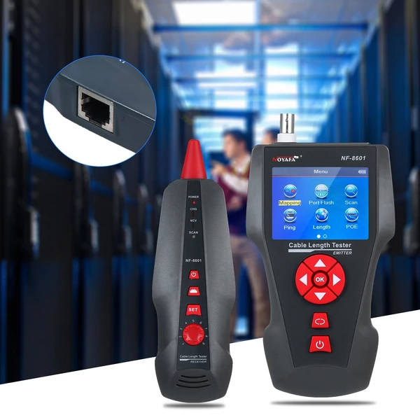 Többfunkciós LCD hálózati kábeltesztelő, vezetékkövető RJ11/ RJ45 / BNC vezetékhossz kereső