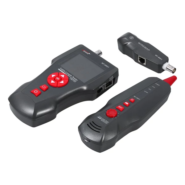 Többfunkciós LCD hálózati kábeltesztelő, vezetékkövető RJ11/ RJ45 / BNC vezetékhossz kereső
