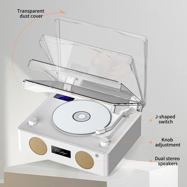 Retro CD lejátszó, vezeték nélküli BT hangszóró, FM rádió