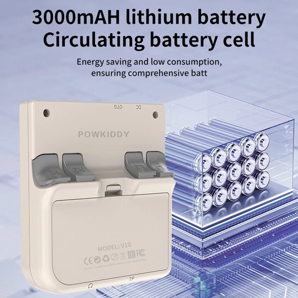 Powkiddy V10 kézi játékkonzol - 3,5 hüvelykes IPS képernyő, nagy tisztaságú nyílt forráskód - Szürke, 128 GB
