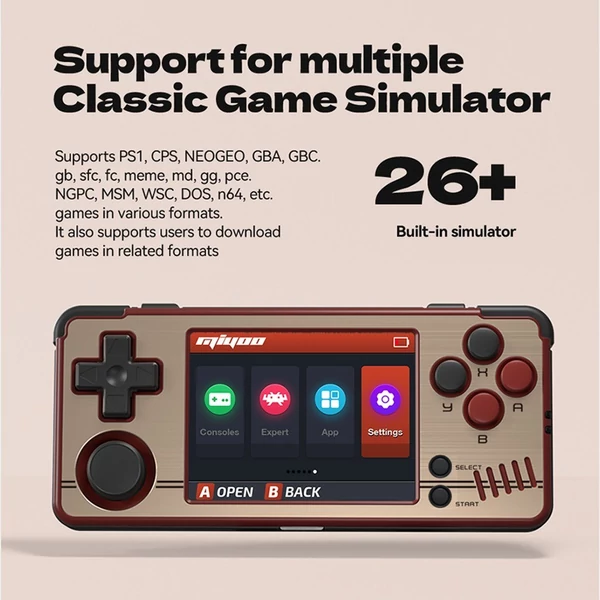 Miyoo A30 hordozható kézi játékkonzol – Vintage Gaming, 2,8 hüvelykes IPS kijelző, Linux operációs rendszer, WiFi többjátékos - Fekete, 0GB