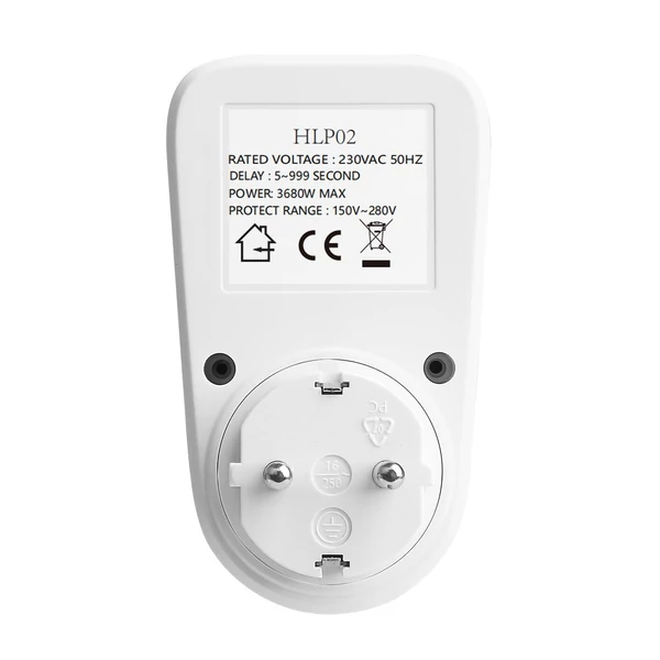 HLP02 digitális automatikus feszültségvédő aljzat 230V 16A LCD kijelzővel