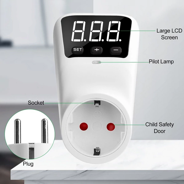 HLP02 digitális automatikus feszültségvédő aljzat 230V 16A LCD kijelzővel
