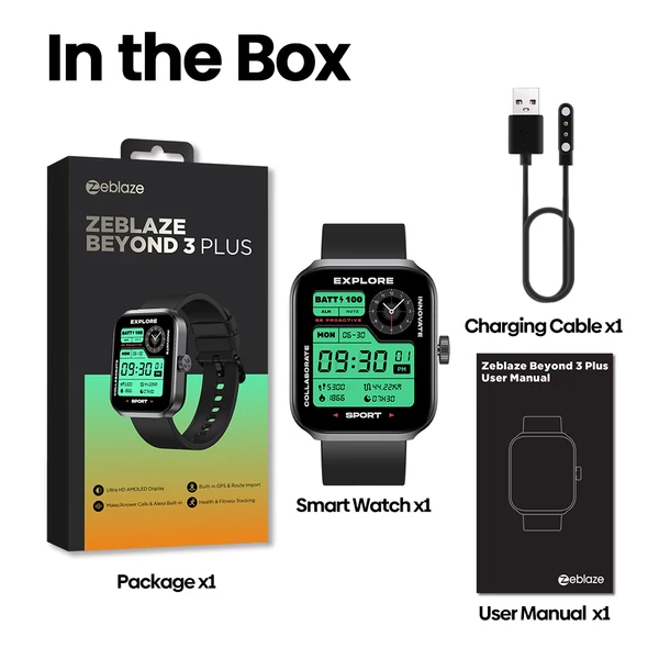 Zeblaze Beyond 3Plus GPS okosóra – 1,78 hüvelykes kijelző, hívások kezdeményezése/fogadása, 24 órás állapotfigyelés - Arany