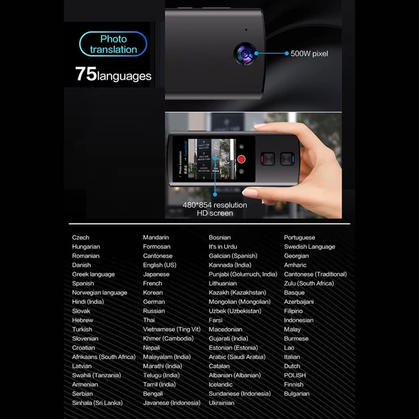T17 intelligens nyelvi fordítóeszköz 1 GB + 16 GB memória 3,0 hüvelykes IPS HD képernyő