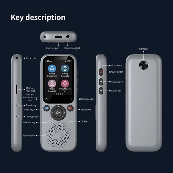 S20 intelligens nyelvi fordító, 1 GB + 8 GB memória 2,0 hüvelykes IPS HD képernyő