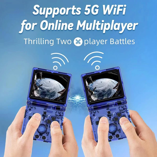 ANBERNIC RG35XXSP hordozható kézi vezeték nélküli játékkonzol, WiFi/BT 4.2 - 64GB, kék