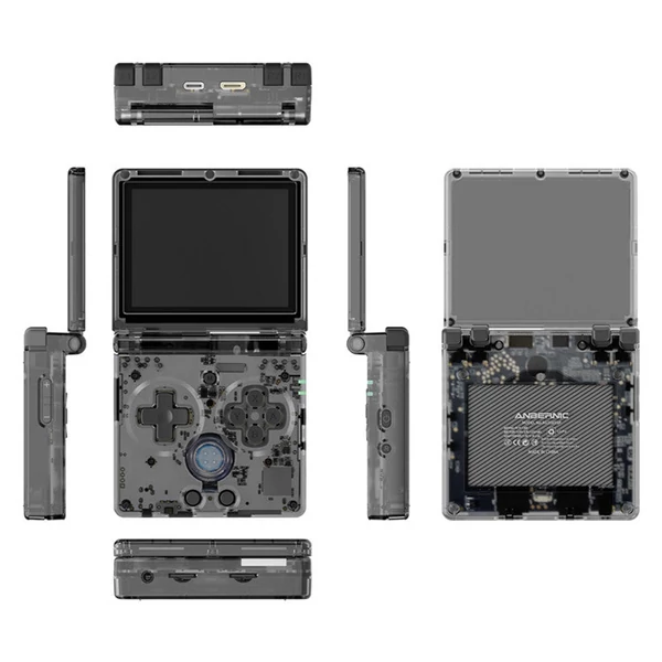 ANBERNIC RG35XXSP hordozható kézi vezeték nélküli játékkonzol, WiFi/BT 4.2 - 64GB, fekete