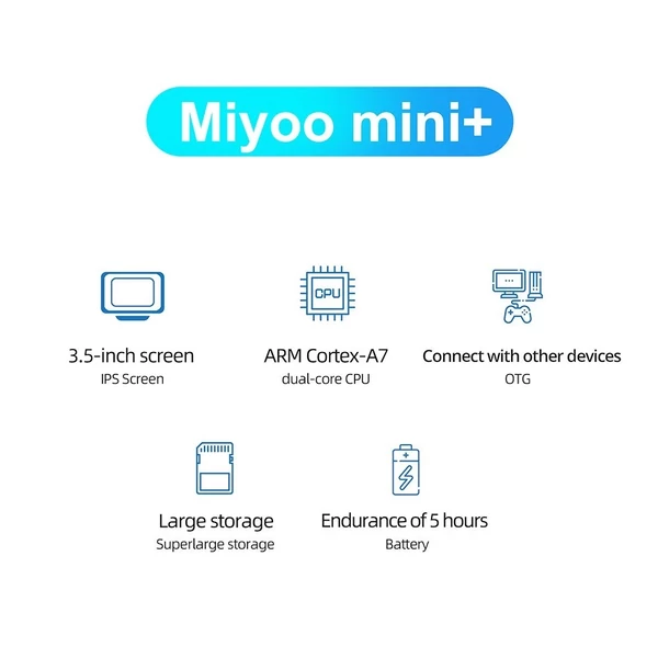 Miyoo Mini Plus+ hordozható játékkonzol - 3,5 hüvelykes IPS képernyő, ARM Cortex-A7 - Fehér, 128 GB