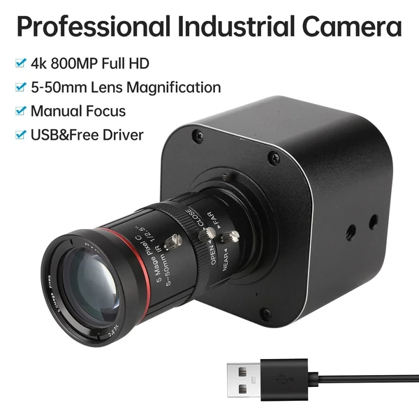 F7 4K HD USB kamera 10X optikai zoom, 5-50 mm változó lencsés 8 MP mini webkamera mikrofonnal