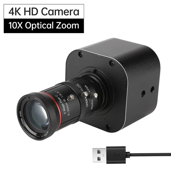 F7 4K HD USB kamera 10X optikai zoom, 5-50 mm változó lencsés 8 MP mini webkamera mikrofonnal