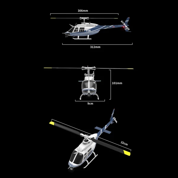 ERA C138 2,4 GHz-es távirányítós helikopter, 4 csatornás egypropelleres csűrő nélküli helikopter - Kék, 2 akkumulátor