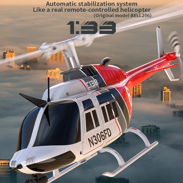 ERA C138 2,4 GHz-es távirányítós helikopter, 4 csatornás egypropelleres csűrő nélküli helikopter - Piros, 2 akkumulátor