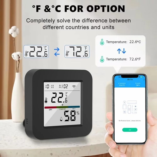 3 az 1-ben infravörös távirányító intelligens hőmérséklet/páratartalom monitor LCD-képernyővel