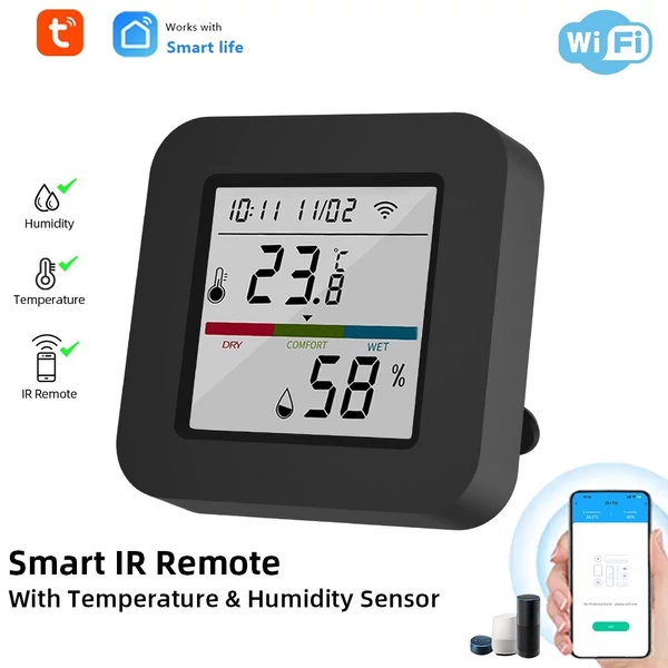 3 az 1-ben infravörös távirányító intelligens hőmérséklet/páratartalom monitor LCD-képernyővel