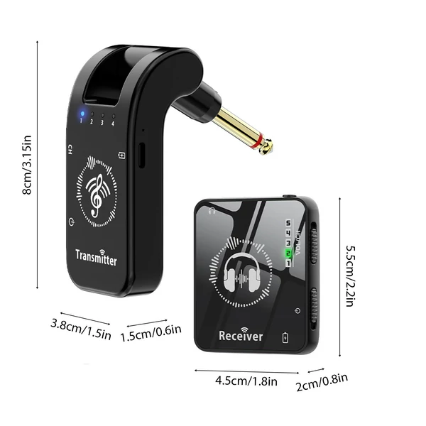2,4G vezeték nélküli fülbe helyezhető monitorrendszer 282°-ban elforgatható adóval és hordozható nyakörv-kapcsos vevővel