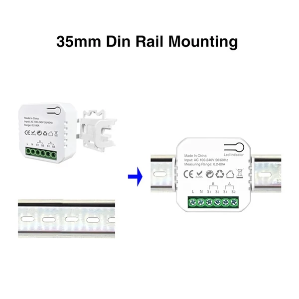 Intelligens energiamérő TY energiafogyasztás monitor 2 db 80A CT bilinccsel