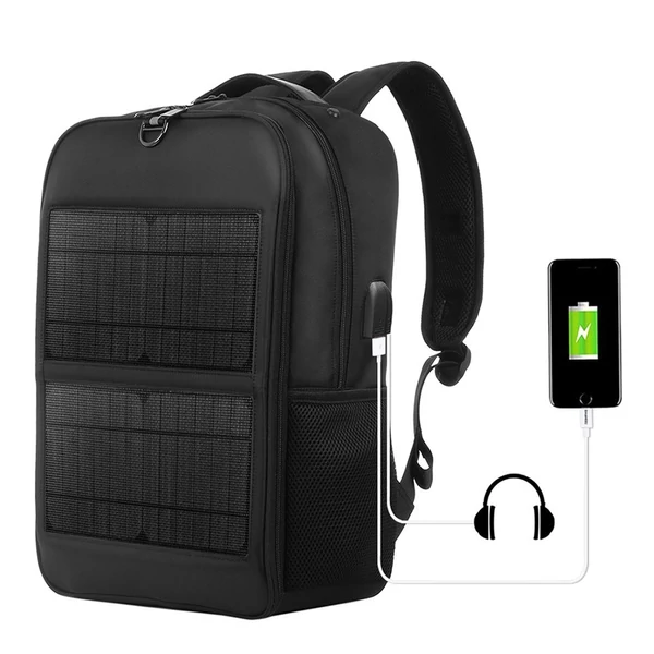 Napelemes hátizsák 14 W-os napelemmel, kettős USB-porttal, vízálló