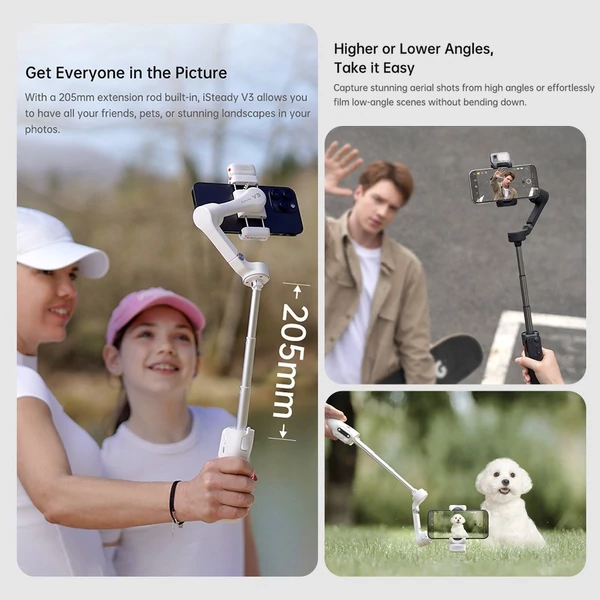 hohem iSteady V3 bővíthető 3 tengelyes okostelefonos karimbal stabilizátor - Fekete