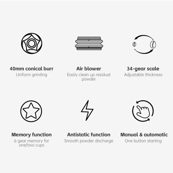 HiBREW G3 elektromos kávédaráló, 34 fokozatú mérleg, kézi/automata mód - Fekete