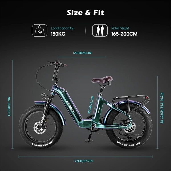FAFREES F20 Master elektromos kerékpár 20 * 4,0 hüvelykes zsíros gumiabroncsok 500 W hátsó hajtómotor 48 V 22,5 AH akkumulátor - Szürke
