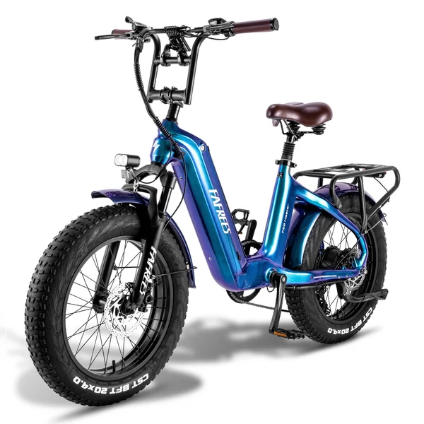 FAFREES F20 Master elektromos kerékpár 20 * 4,0 hüvelykes zsíros gumiabroncsok 500 W hátsó hajtómotor 48 V 22,5 AH akkumulátor - Kék
