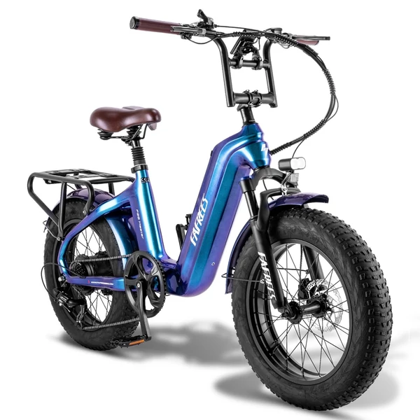 FAFREES F20 Master elektromos kerékpár 20 * 4,0 hüvelykes zsíros gumiabroncsok 500 W hátsó hajtómotor 48 V 22,5 AH akkumulátor - Kék