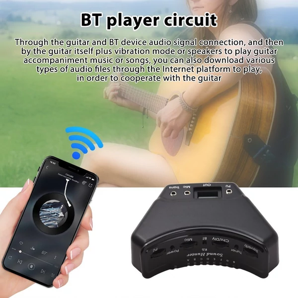 K6 Sound Hunter fa gitár hanglyuk hangszedő rezonanciával, üvöltésgátlóval és BT-kísérettel