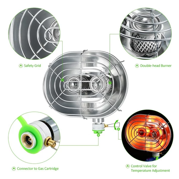 Kétfejű kültéri fűtés, hordozható infravörös sugár - Típus 2