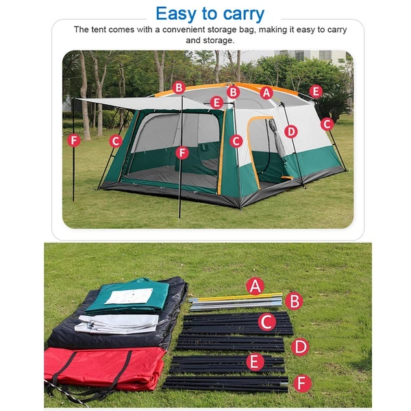 Outdoor Travel Camping Sátor 8-12 fő részére, Vízálló sátor - Keki