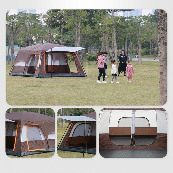 Outdoor Travel Camping Sátor 8-12 fő részére, Vízálló sátor - Sötét zöld