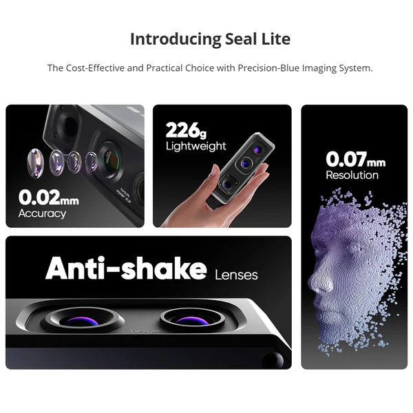 3DMakerpro Seal Lite 3D szkenner 3D nyomtatóhoz Android/iOS/Win10/MacOS rendszerrel okostelefonnal és laptoppal kompatibilis - Standard