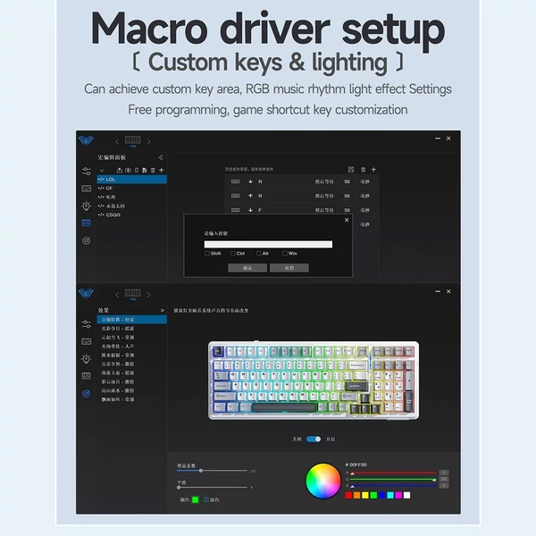 AULA F99 mechanikus billentyűzet – vezeték nélküli, tömítésre szerelhető, hárommódusú csatlakoztathatóság, 99 gombos, alacsony késleltetésű játékbillentyűzet fényeffektussal - Típus 7