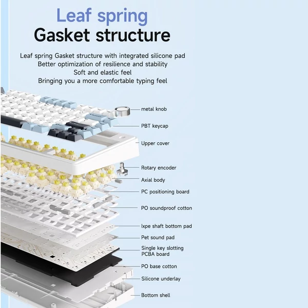 AULA F75 mechanikus billentyűzet - vezeték nélküli, tömítési felépítés, hárommódusú csatlakoztathatóság, 80 gombos, alacsony késleltetésű játékbillentyűzet fényeffektussal - Stílus 6