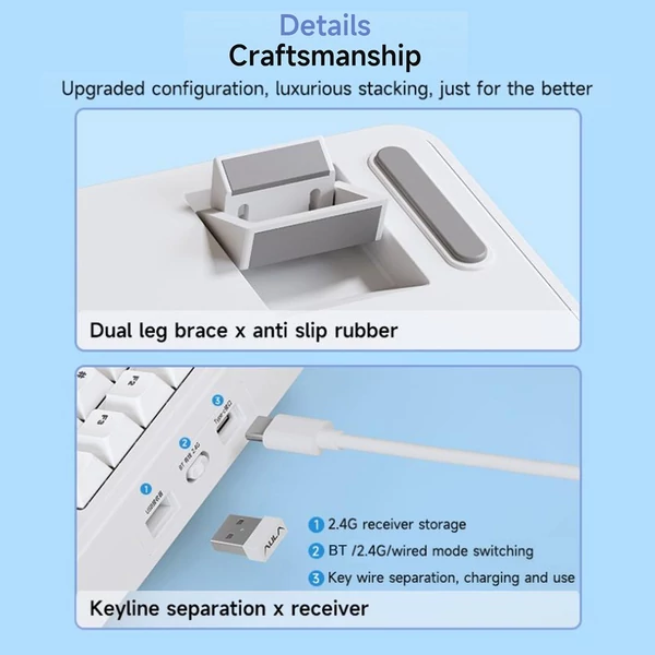 AULA F75 mechanikus billentyűzet - vezeték nélküli, tömítési felépítés, hárommódusú csatlakoztathatóság, 80 gombos, alacsony késleltetésű játékbillentyűzet fényeffektussal - Stílus 6